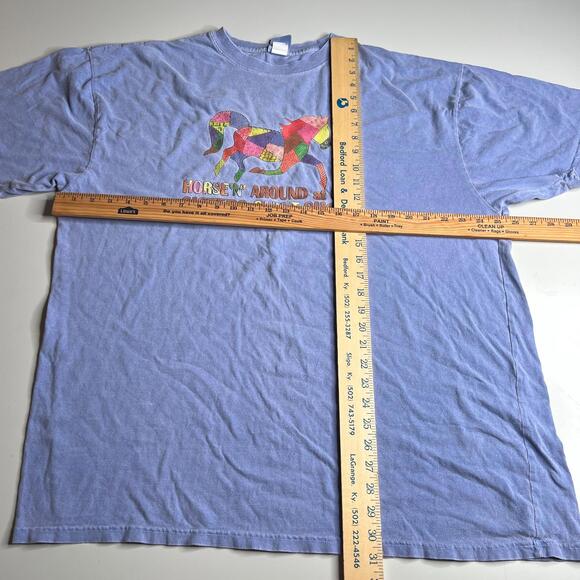 Vintage Champion 90s Sisters Quilt Show Horse T-Shirt XXL Purple USA Art Graphic - Picture 6 of 7